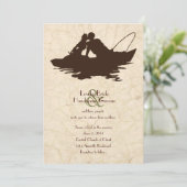 Vist liefhebbers bruine boot bruiloft uitnodiging (Staand voorkant)