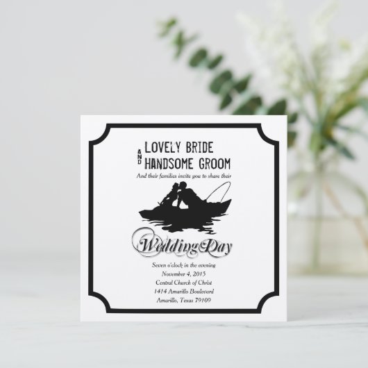 Vist liefhebbers geweldige vangst bruiloft uitnodi kaart (Staand voorkant)