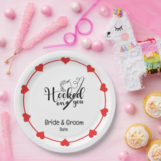 Vist liefhebbers Haak op je Bruiloft Papieren Bordje (Feest)