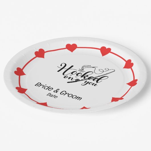 Vist liefhebbers Haak op je Bruiloft Papieren Bordje (Gekanteld)