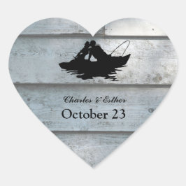 Vist liefhebbers Hout Hart Sticker