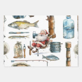 Vist liefhebbers kerst met sinterklaas inpakpapier vel (Voorkant)