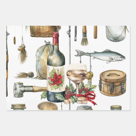 Vist liefhebbers kerst met sinterklaas inpakpapier vel (Voorkant 3)