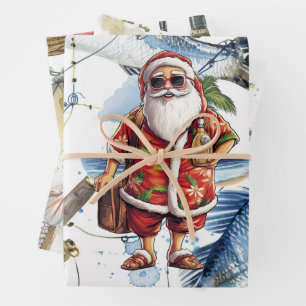 Vist liefhebbers kerst met sinterklaas inpakpapier vel
