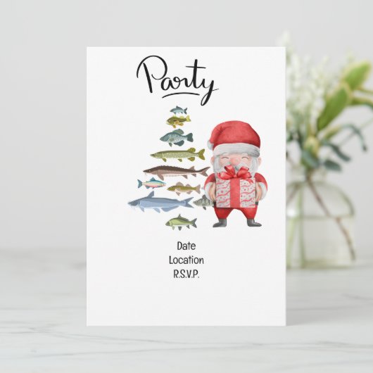 Vist liefhebbers kerst met sinterklaas kaart (Staand voorkant)