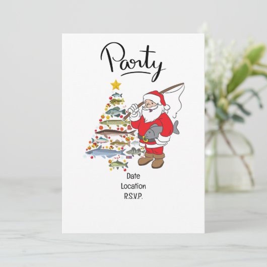 Vist liefhebbers kerst met sinterklaas kaart (Staand voorkant)