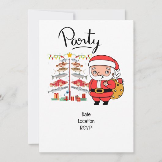 Vist liefhebbers kerst met sinterklaas kaart (Voorkant)