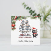 Vist liefhebbers Kerstman Kat Liefhebbers Feestdagenkaart (Staand voorkant)