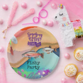 Vist liefhebbers verjaardag met de waterverf van F Papieren Bordje (Feest)