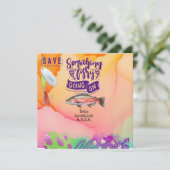 Vist liefhebbers verjaardag met de waterverf van F Save The Date (Staand voorkant)