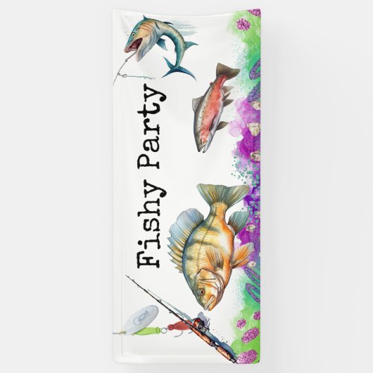 Vist liefhebbers verjaardag met de waterverf van F Spandoek (Verticaal)