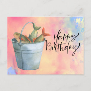 Vist liefhebbers verjaardag met waterverf van de V Briefkaart