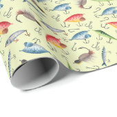 Vist lokken op lichtgeel cadeaupapier (Rol Hoek)