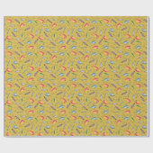 Vist lokken op mosterdgeel cadeaupapier (Vlak)