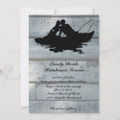 Vist Lovers Boat Old Wood Wedding Invitation Kaart (Voorkant)