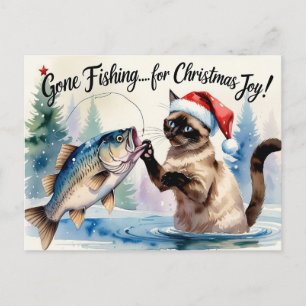 Vist Lovers Kerstthema voor Kattenliefhebbers Feestdagenkaart