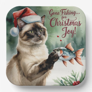 Vist Lovers Kerstthema voor Kattenliefhebbers Papieren Bordje