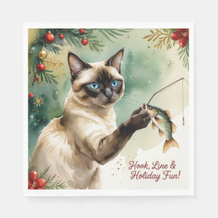 Vist Lovers Kerstthema voor Kattenliefhebbers Servet