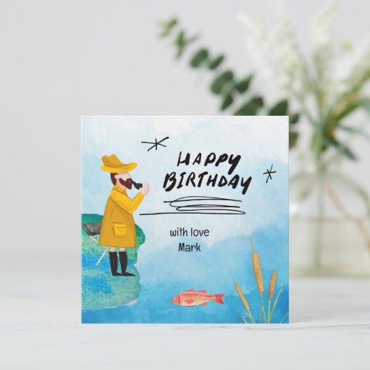 Vist Lovers Verjaardag Kaart (Staand voorkant)