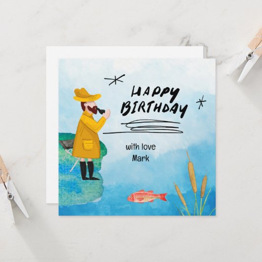 Vist Lovers Verjaardag Kaart (Voorkant / Achterkant in situ)