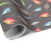 Vist Lures op Dark Grey Cadeaupapier (Rol Hoek)