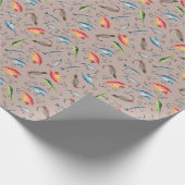 Vist Lures op lichtbruin Cadeaupapier (Hoek)
