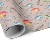 Vist Lures op lichtbruin Cadeaupapier (Rol Hoek)