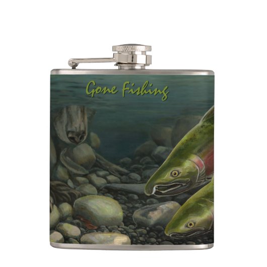 Vist maatkolf voor aangepaste visserij op zalm-Dri Heupfles (Voorkant)