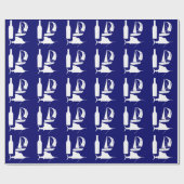 Vist marlin silhouette van wijn op blauwe vaders cadeaupapier (Vlak)