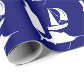 Vist marlin silhouette van wijn op blauwe vaders cadeaupapier (Rol Hoek)