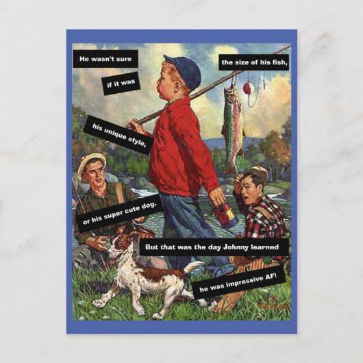 Vist met Dog -  Funny - Impressieve AF Briefkaart (Voorkant)