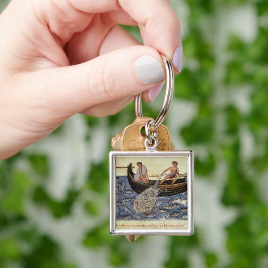 Vist met een net sleutelhanger (Hand)