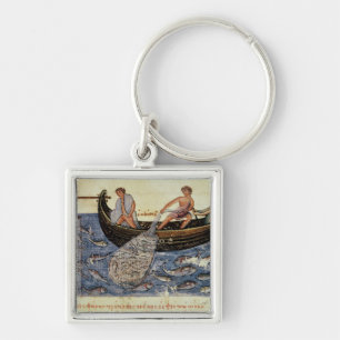 Vist met een net sleutelhanger