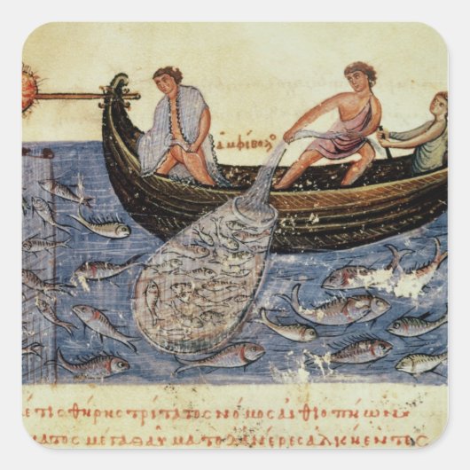 Vist met een net vierkante sticker (Voorkant)