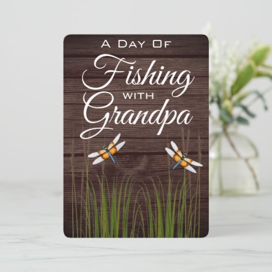 Vist met opa-uitnodiging kaart (Staand voorkant)