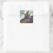 Vist met St. Joseph Vierkante Sticker (Tas)