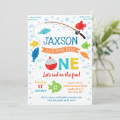 Vist O-fish-ally 1st First Birthday Invitations Kaart (Staand voorkant)