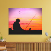 Vist op Sunset Canvas Print (Insitu (Woonkamer))