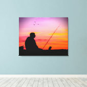 Vist op Sunset Canvas Print (Insitu (Houten vloer))