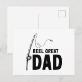 Vist pap Reel Fijne vader Fijne vaderdag Aankondigingskaart (Voorkant / Achterkant)