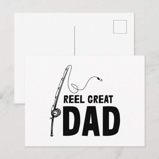 Vist pap Reel Fijne vader Fijne vaderdag Aankondigingskaart (Voorkant / Achterkant)