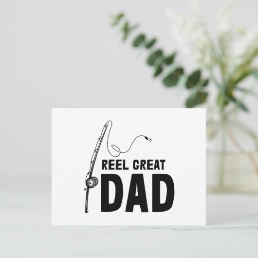 Vist pap Reel Fijne vader Fijne vaderdag Aankondigingskaart (Staand voorkant)