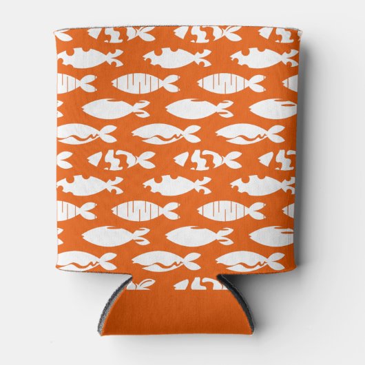 Vist Pattern Oranje White Blikjeskoeler (Voorkant)