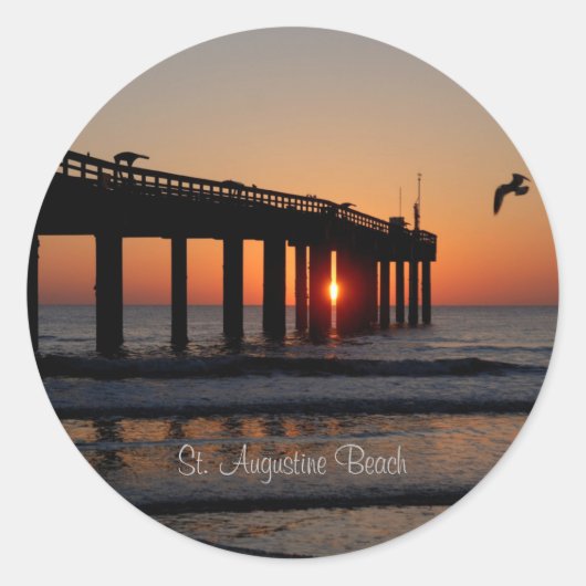 Vist Pier, St. Augustinus Beach Ronde Sticker (Voorkant)