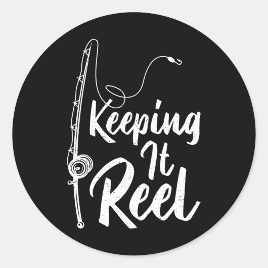 Vist Pole Keeping It Reel Joke Funny Fish Ronde Sticker (Voorkant)
