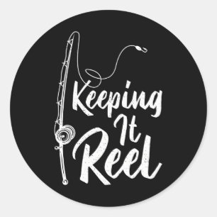 Vist Pole Keeping It Reel Joke Funny Fish Ronde Sticker