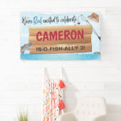 Vist Reel in een plezier, elke Age Birthday Party Spandoek (Insitu)