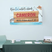 Vist Reel in een plezier, elke Age Birthday Party Spandoek (Beurs)