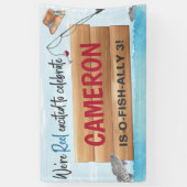 Vist Reel in een plezier, elke Age Birthday Party Spandoek (Verticaal)