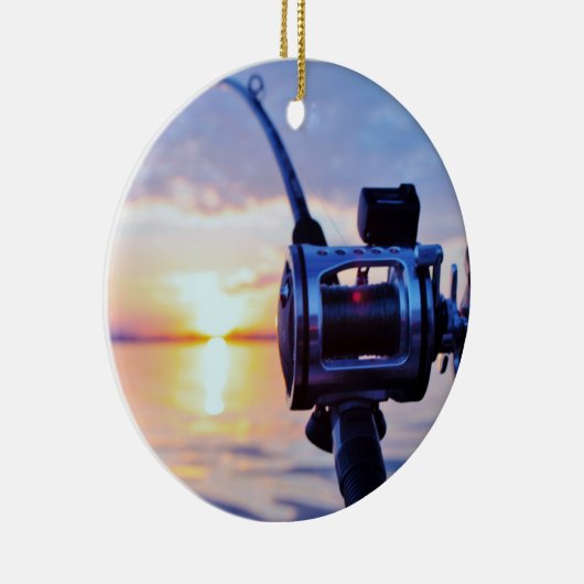 Vist Reel op Sunset Keramisch Ornament (Rechts)